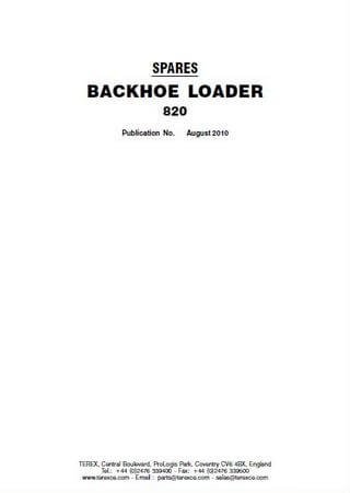 Spare parts catalogue for backhoe loader Terex 820
