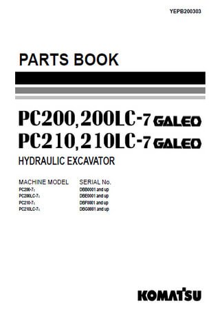 Spare parts catalogue for excavators Komatsu PC200-7, PC200LC-7, PC210-7, PC210LC-7