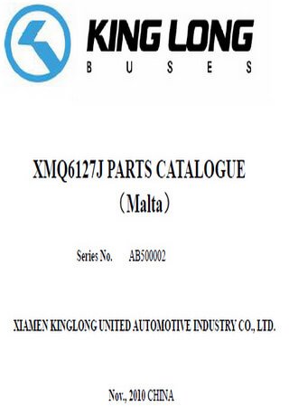 Spare parts catalogue for bus King Long XMQ6127J