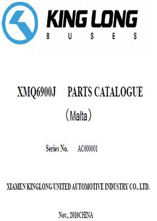 Spare parts catalogue for bus King Long XMQ6900J