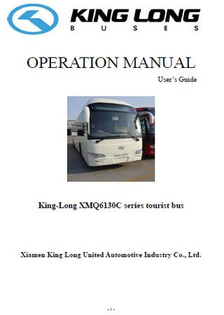 Owners manual for bus King Long XMQ6130C