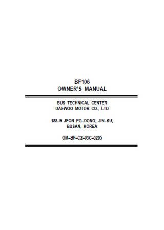 Owners manual for bus Daewoo BF106