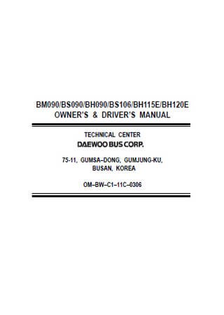 Instrukcja obsługi autobusów Daewoo BM090, BS090, BH090, BS106, BH115E, BH120E