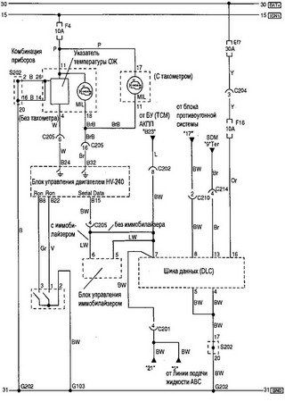 Electrical wiring diagrams for cars Pontiac G3, Pontiac G3 Wave, Pontiac Wave (Chevrolet Aveo I)