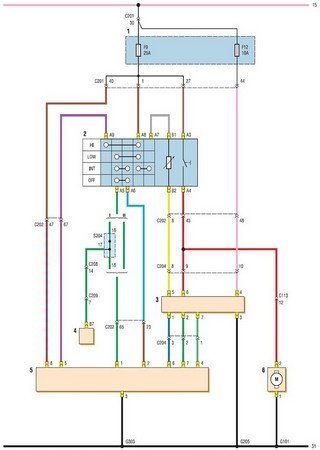Electrical wiring diagrams for car Daewoo Nubira (Daewoo Lacetti I)