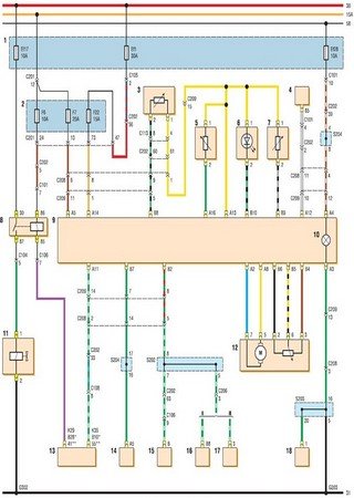 Electrical wiring diagrams for car Buick Excelle J200 (Buick Excelle I, Daewoo Lacetti I)
