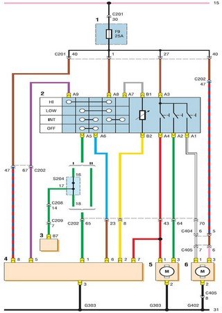 Electrical wiring diagrams for car Chevrolet Lacetti (Chevrolet Estate, Chevrolet Nubira, Chevrolet Optra, Daewoo Lacetti I)
