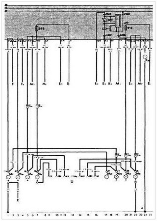 Electrical wiring diagrams for car Volkswagen Golf Type 17 (VW Rabbit I, VW Caribe, VW Citi Golf, Volkswagen Golf I)