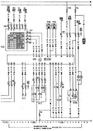 Electrical wiring diagrams for car Opel Astra F (Opel Astra T92, Opel Astra Classic I)